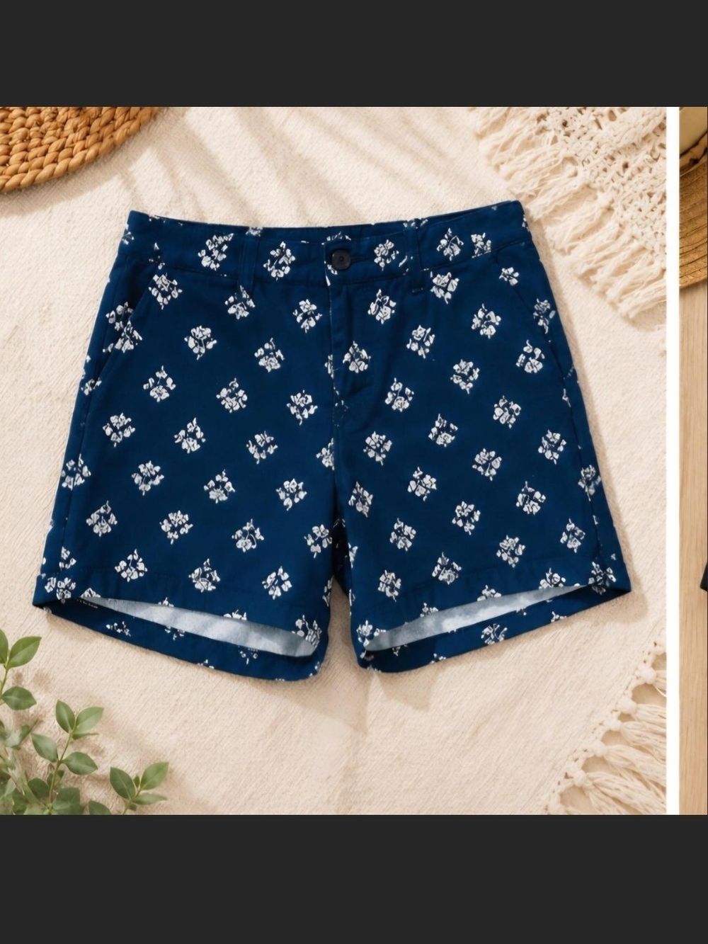 Navy Blue Printed Shorts | Casual Summer Resort Beach Shorts